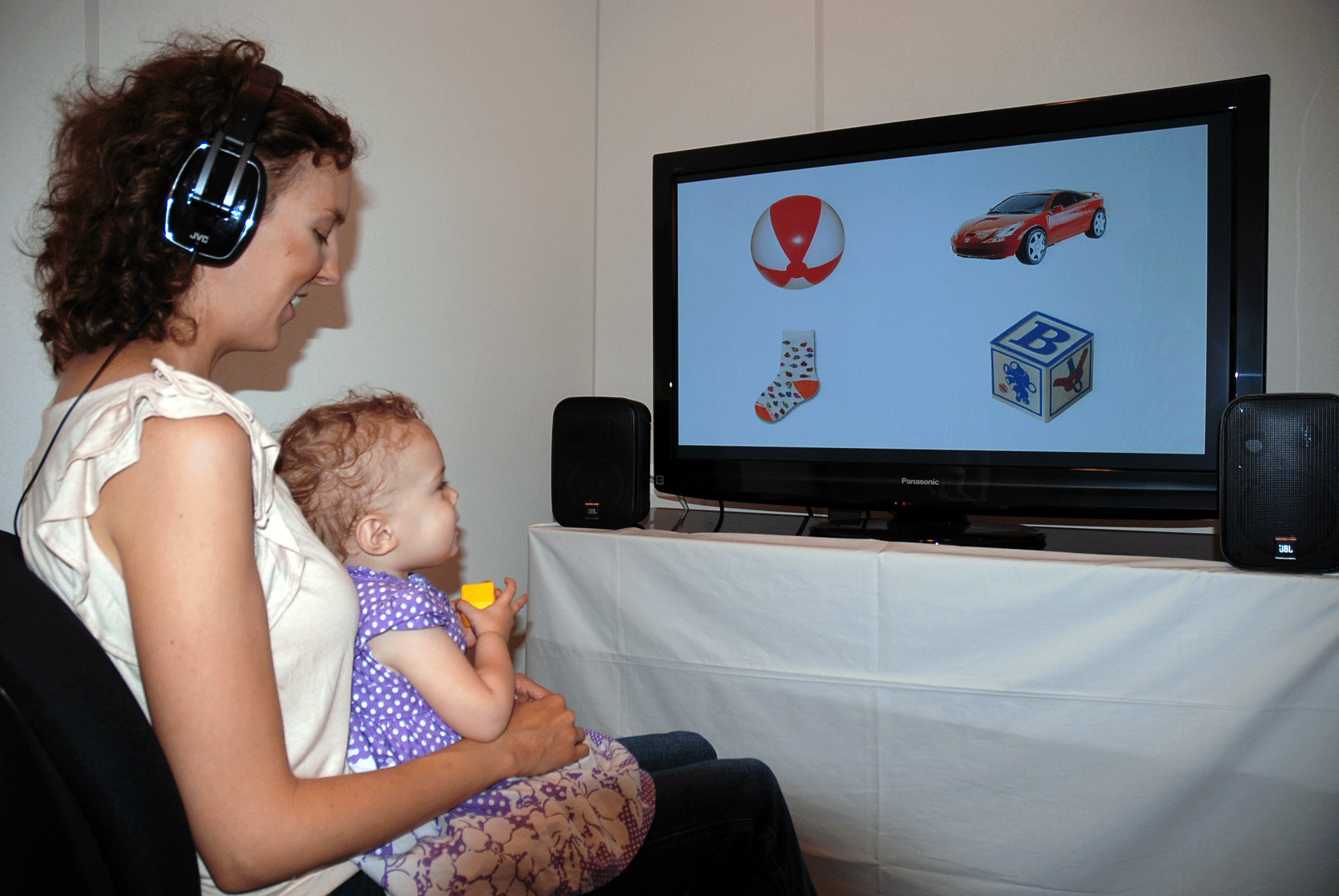 A baby looking at visual displays