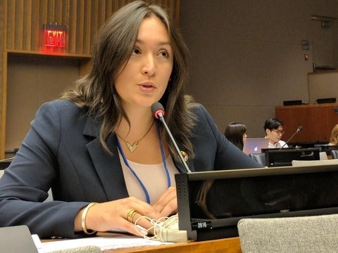 Elaine presenting at the side event