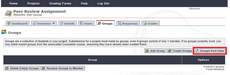 Click on Groups from Data button