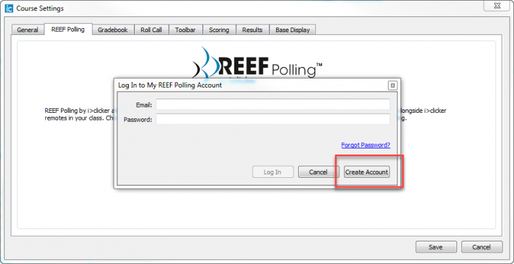 Screenshot indicating the Create Account button.