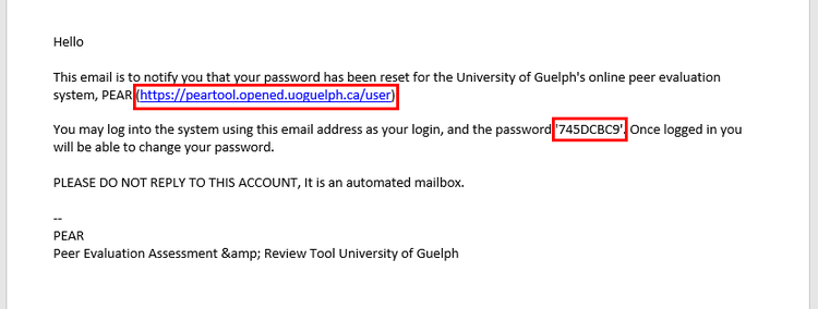 The email that will be sent that contains your password