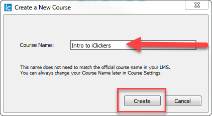 Screenshot indicating where the course name is entered.