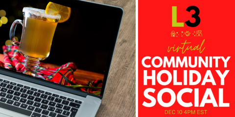 Picture of laptop in a banner with Community holiday social