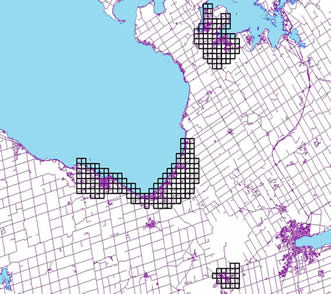 map shows 2008 ortho index extent for Angus, Collingwood and Penetang