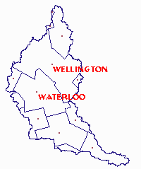 image shows county boundaries within the grandriver watershed