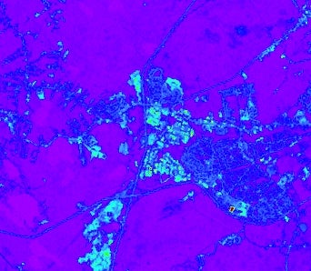 Landsat 7 image (band 1 wave length) shows urban area