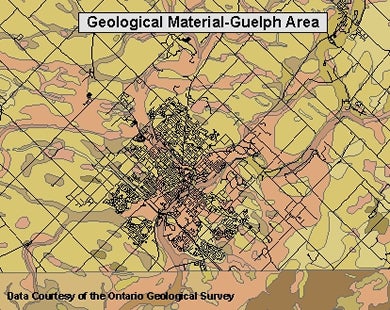 map shows geological material in the Guelph area