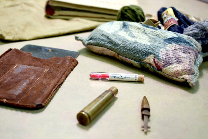 sewing kit and trench art