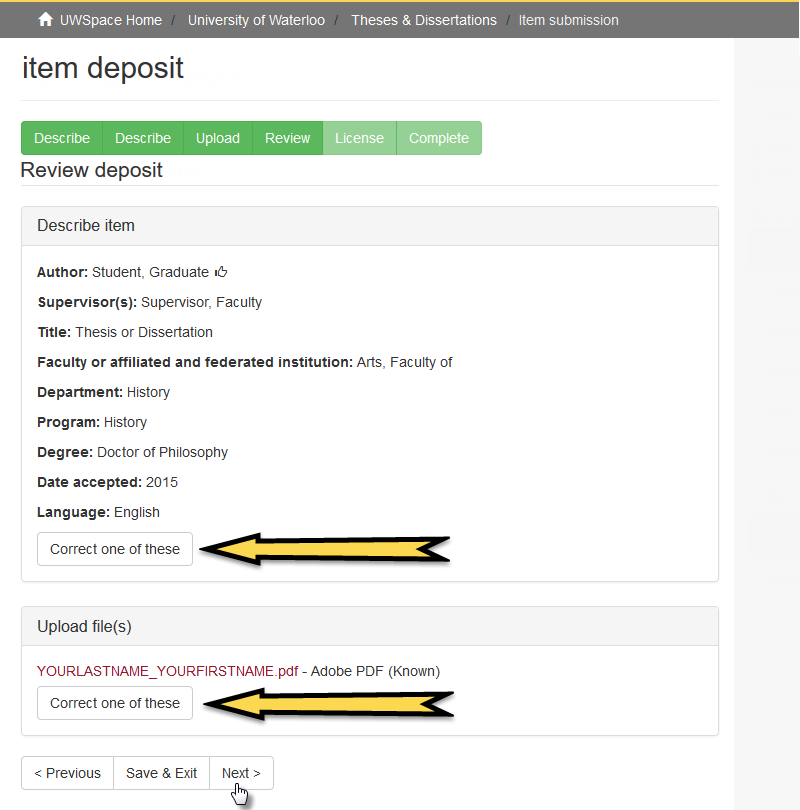 Screenshot of the web form showing the steps described in the accompanying text