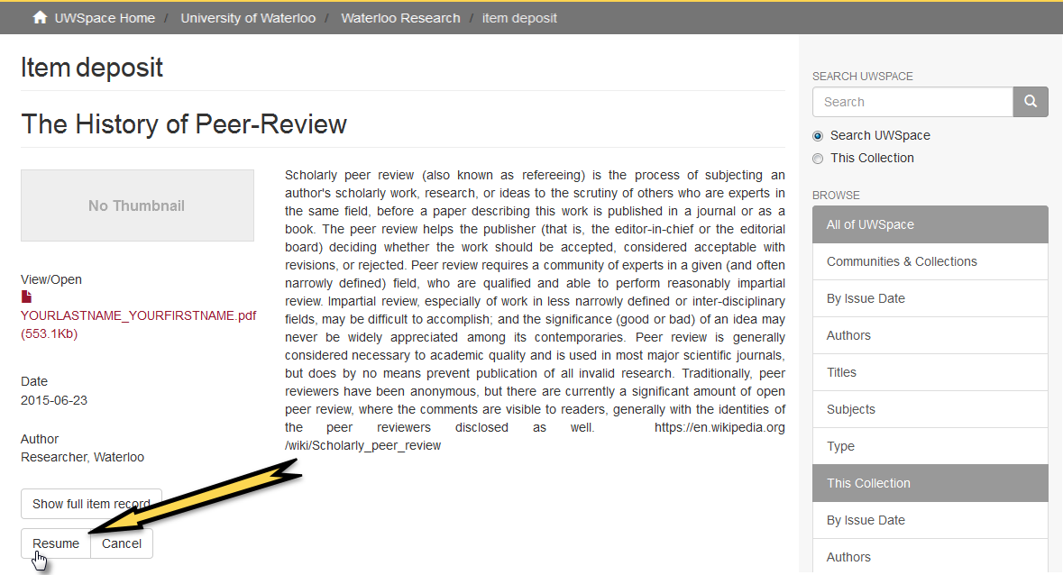 Screenshot of the web form showing the steps described in the accompanying text