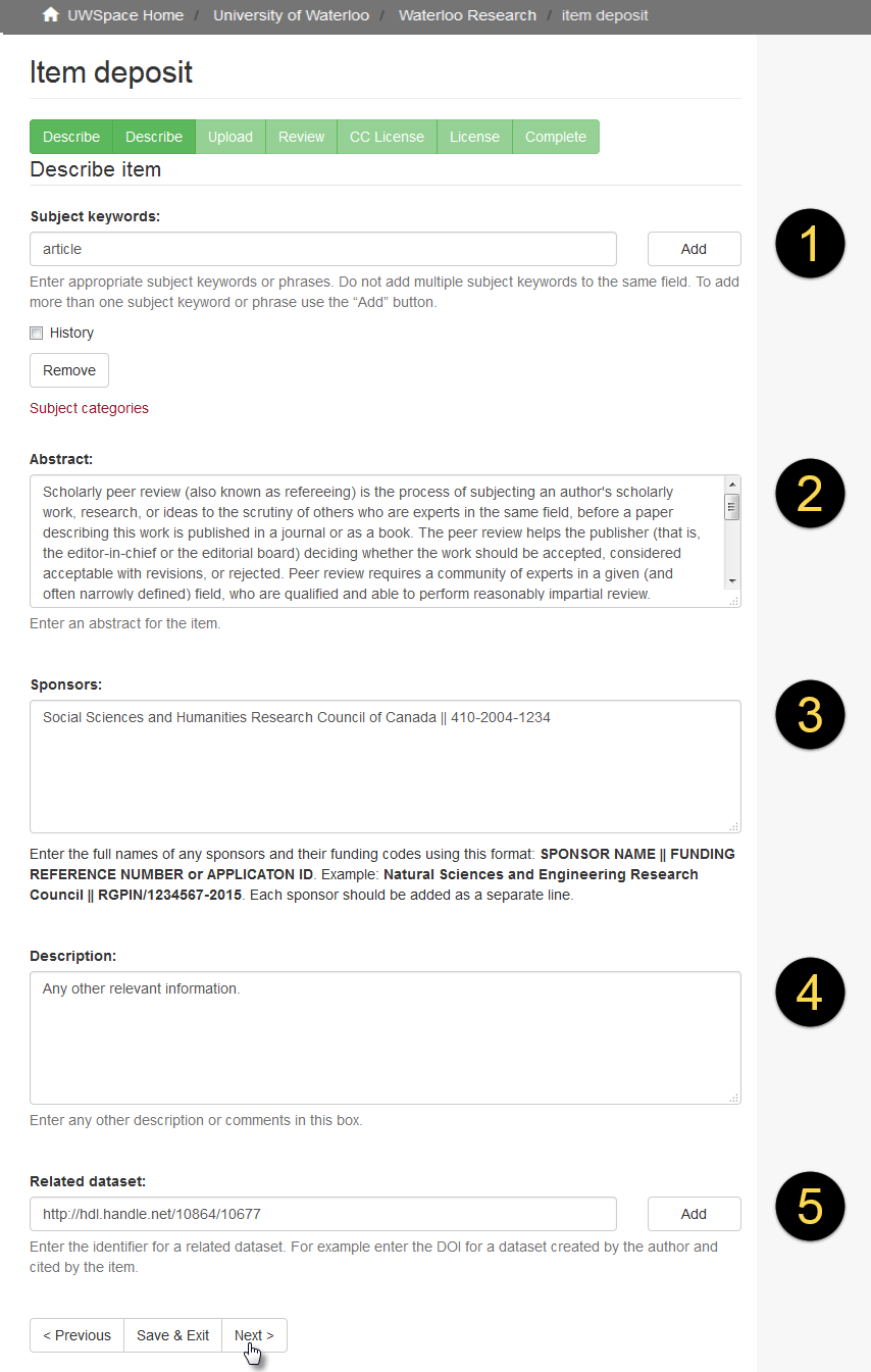 Screenshot of the web form showing the steps described in the accompanying text