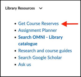 Library Resources widget in LEARN