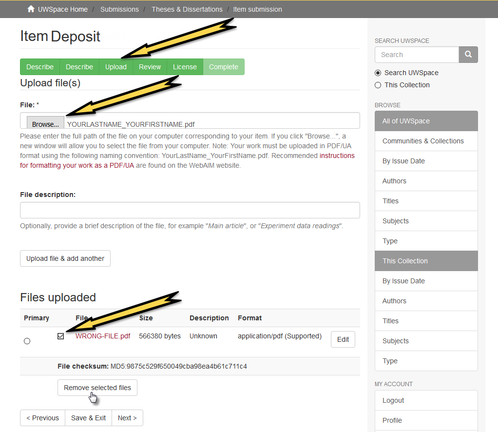 Screenshot of the web form showing the steps described in the accompanying text