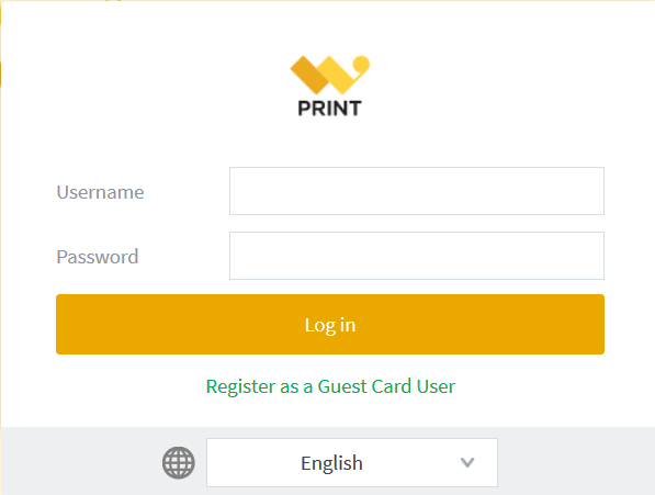 W Print login screen