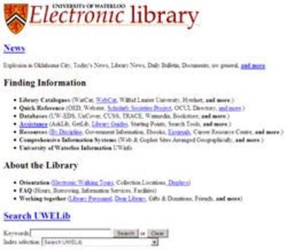 The original version of the Library's web page.