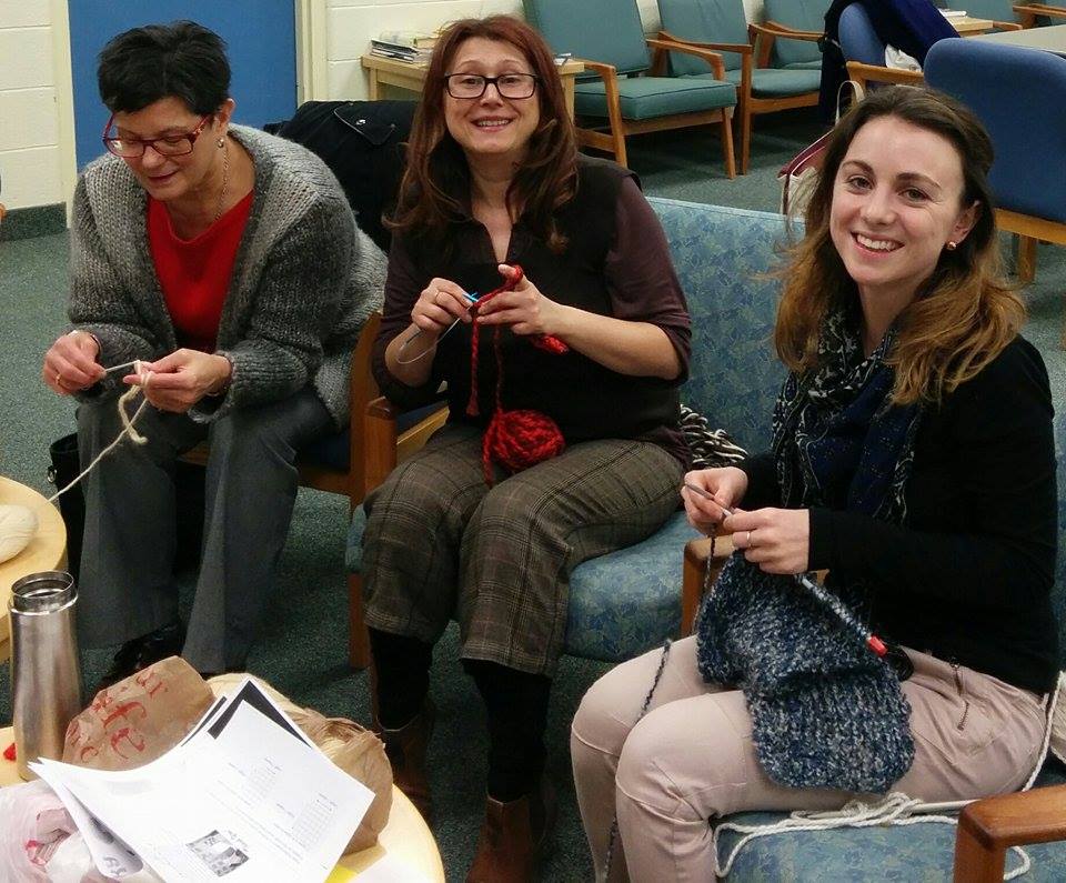 Collegues are knitting together