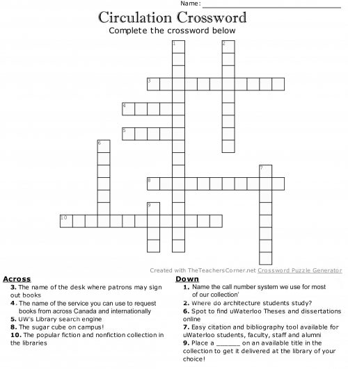 Crossword puzzle with Circulation-related clues.