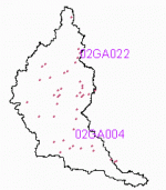 image shows hydro guaging stations within the grandriver watershed