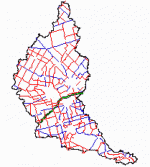 image shows main and secondary roads within the grandriver watershed