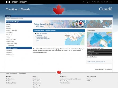 Atlas of Canada website