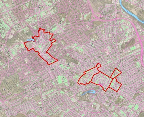 City core boundaries: Waterloo and Kitchener | Geospatial ...