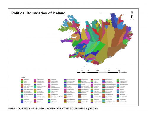 map shows political boundaries of Iceland