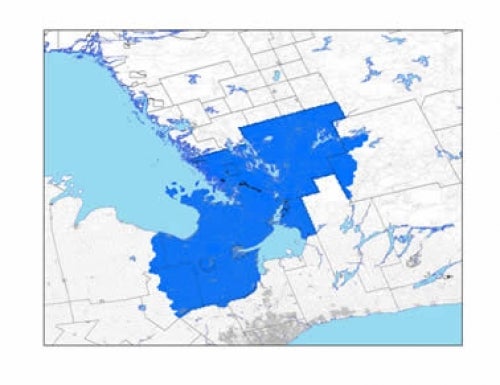 map shows the coverage of the 2008 imagery for Muskoka, Simcoe and part of Dufferin 