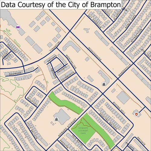 Topographic map of Brampton