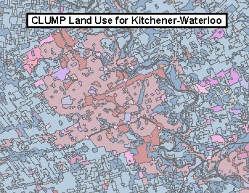 map shows CLUMP land use for Kitchener - Waterloo