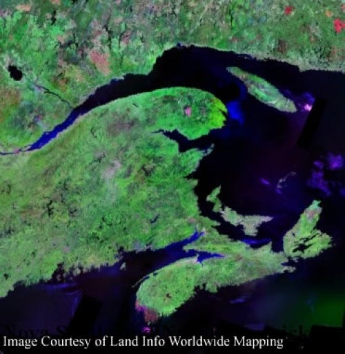 20000 Landsat 7 ETM imagery shows Nova Scotia, Gaspe and part of Maine