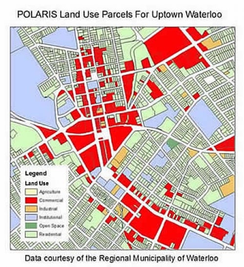 POLARIS land use parcels for Uptown Waterloo