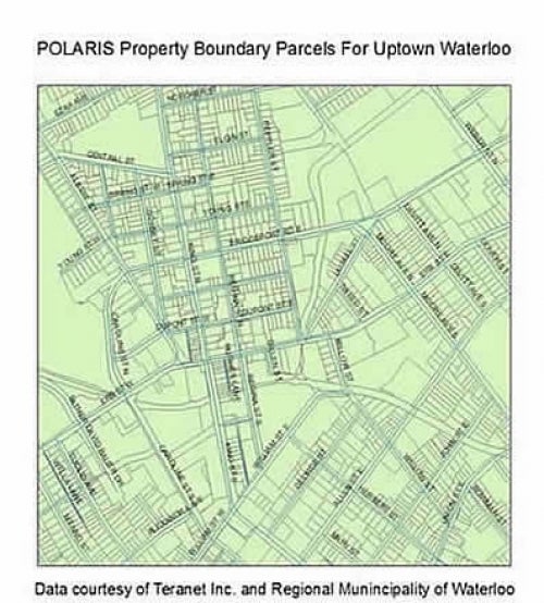 POLARIS property boundary parcels for Uptown Waterloo