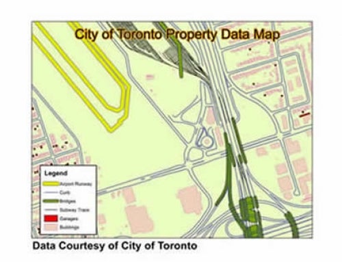 property data map shows part of Pearson airport and highway 401