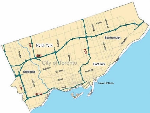Toronto map showing the extent for the 2003 imagery
