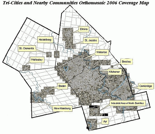 Tri-cities and nearby communities orthomosaic 2006 coverage map