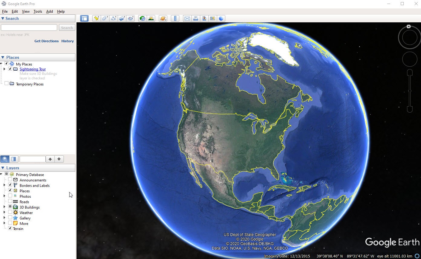 Google Earth Pro mapping interface
