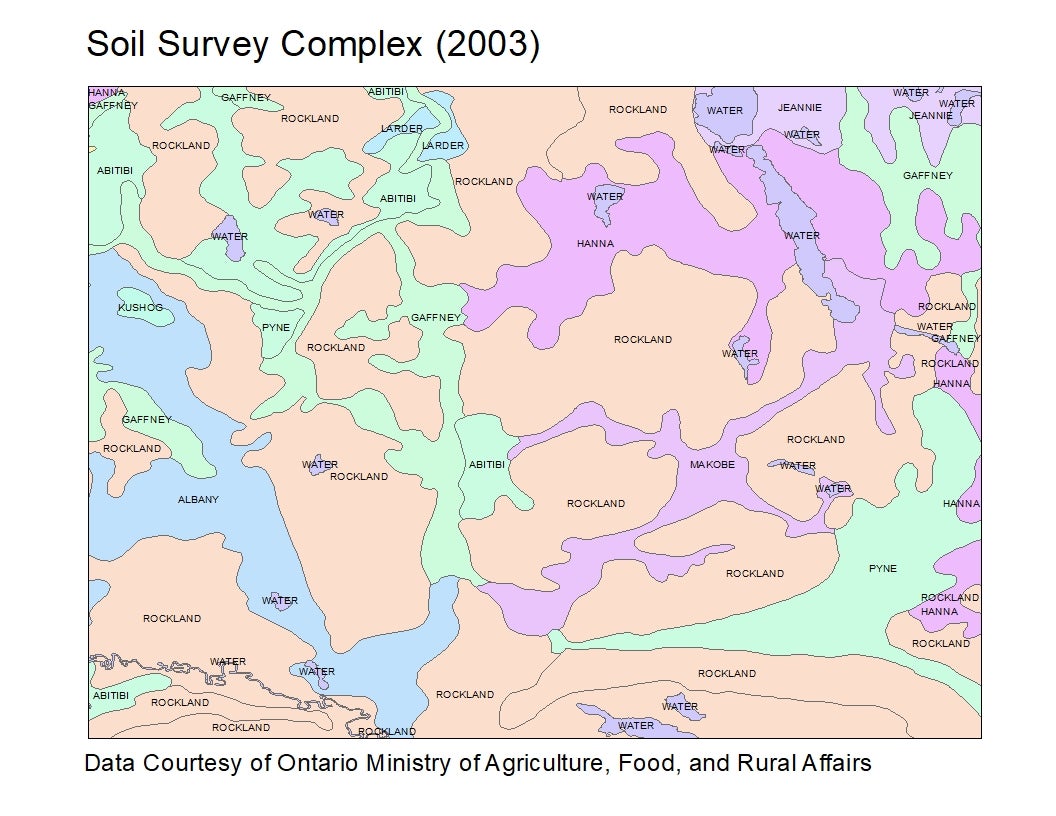 Map showing Soil Survey Complex in Northern Ontario 
