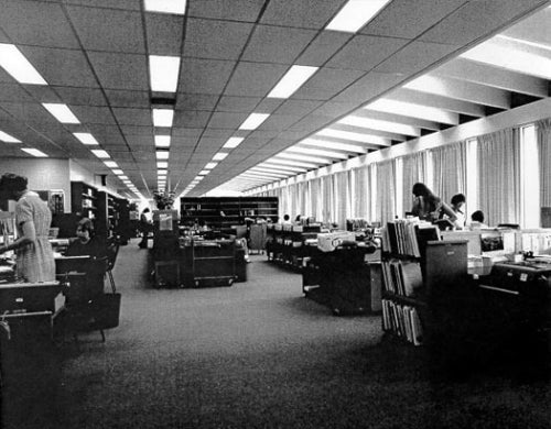 Library staff at work in the Dana Porter Library