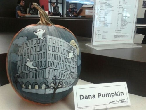 Dana Porter painted onto a pumpkin