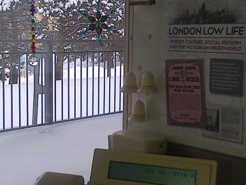 A wintry view through Jane's office window.
