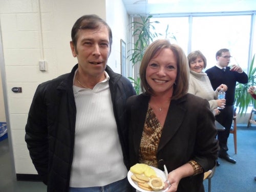Michael Holmes and Susan Arruda at Michael's retirement coffee break