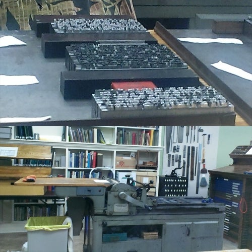 Type setting and printing press