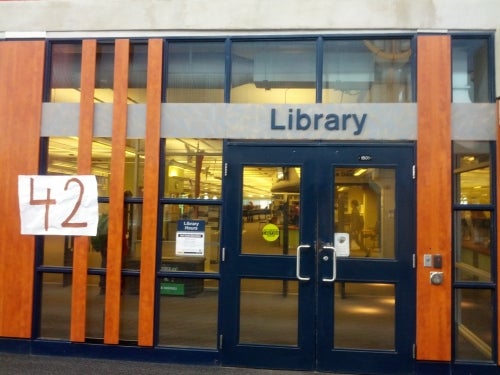 door of library