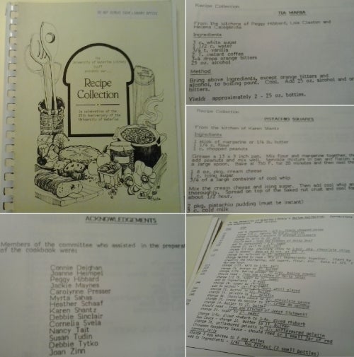 Cook book cover, recipes, and corrections page.