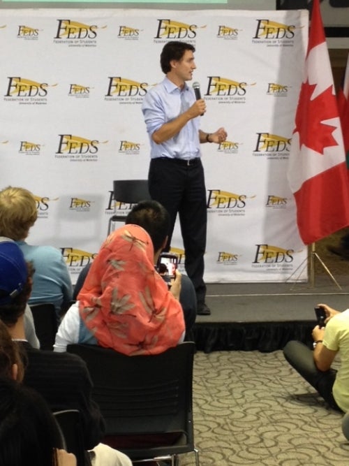 Justin Trudeau at the SLC on campus.