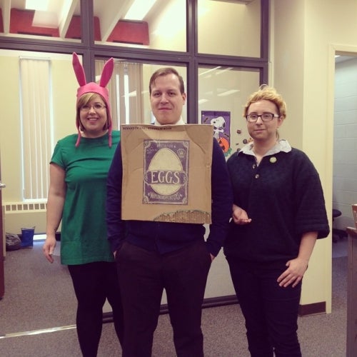 Library staff in halloween costumes