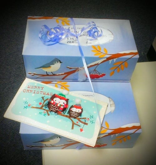 boxes of kleenex with card