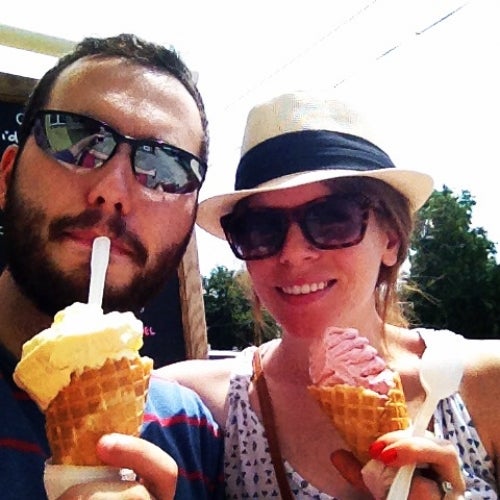 two people with ice cream cones