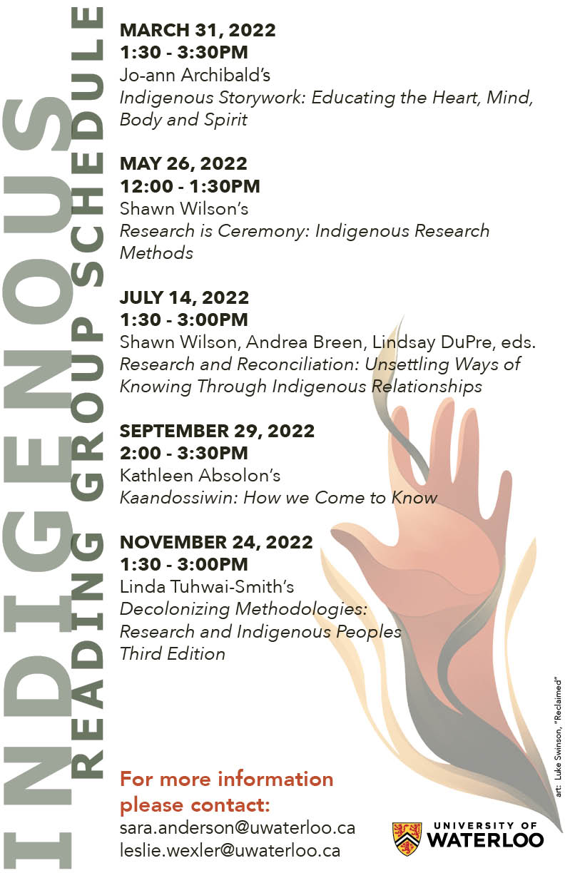 Indigenous Reading Group schedule