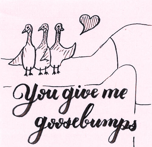 drawing of three geese on a human's arm